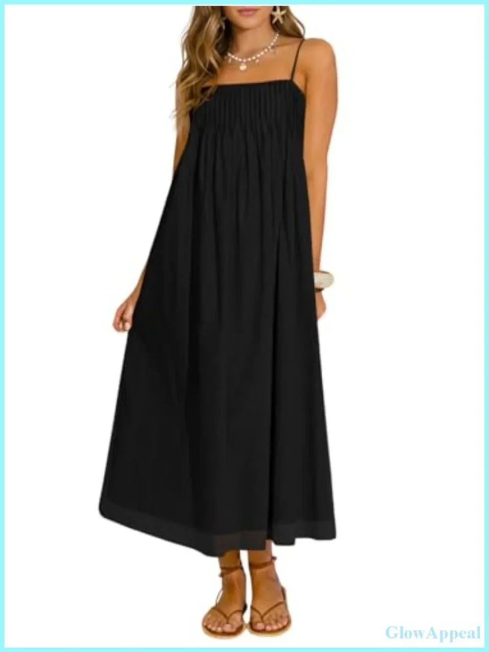 Boho Maxi Dress with Pockets Spaghetti Straps Chiffon Summer Sundress Beach